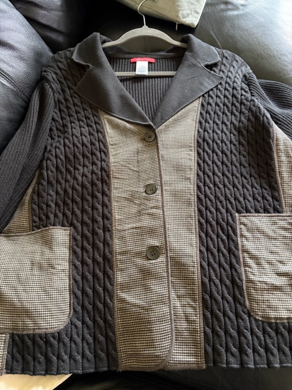 Anne Klein Black Ribbed Knit Jacket